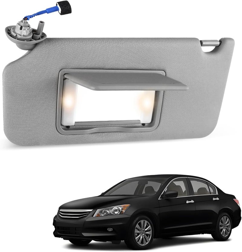 ItranMc Sunvisor Driver Side for 2008-2017 Honda Accord Accessories, Left Side Sun Visor with Lighted Mirror, Gray, Replacement#83280-TA5-A51ZA - Image 1
